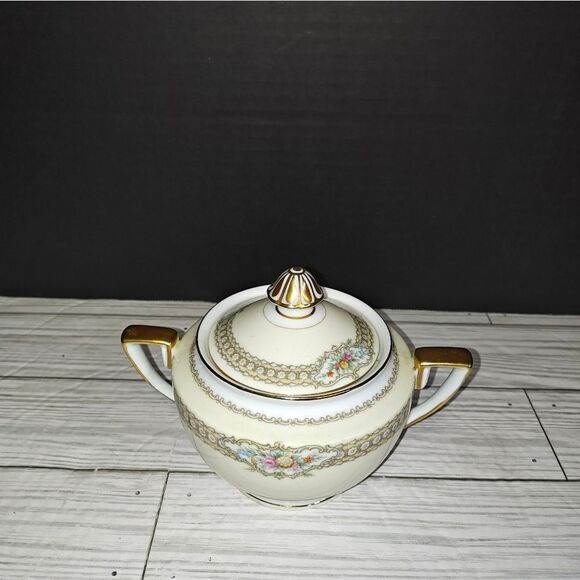 Noritake 1930's Rodista 590 Crafted In Japan Kitchen Footed Sugar Bowl With Lid - Picture 1 of 8